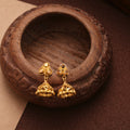 Tiny Charm Tri Floral Design Gold Jhumkas