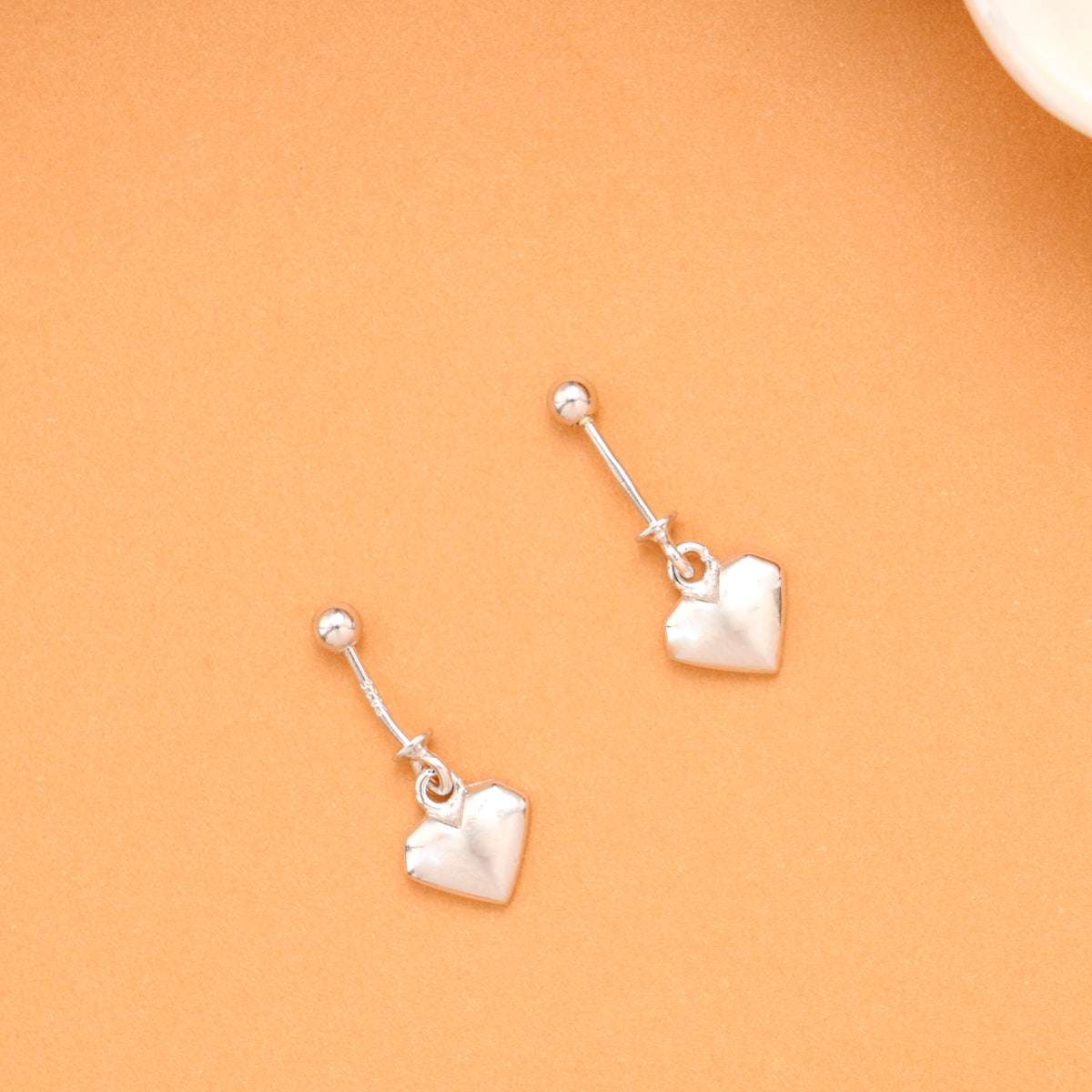 Mini Heart Charm Silver Koppu Earrings