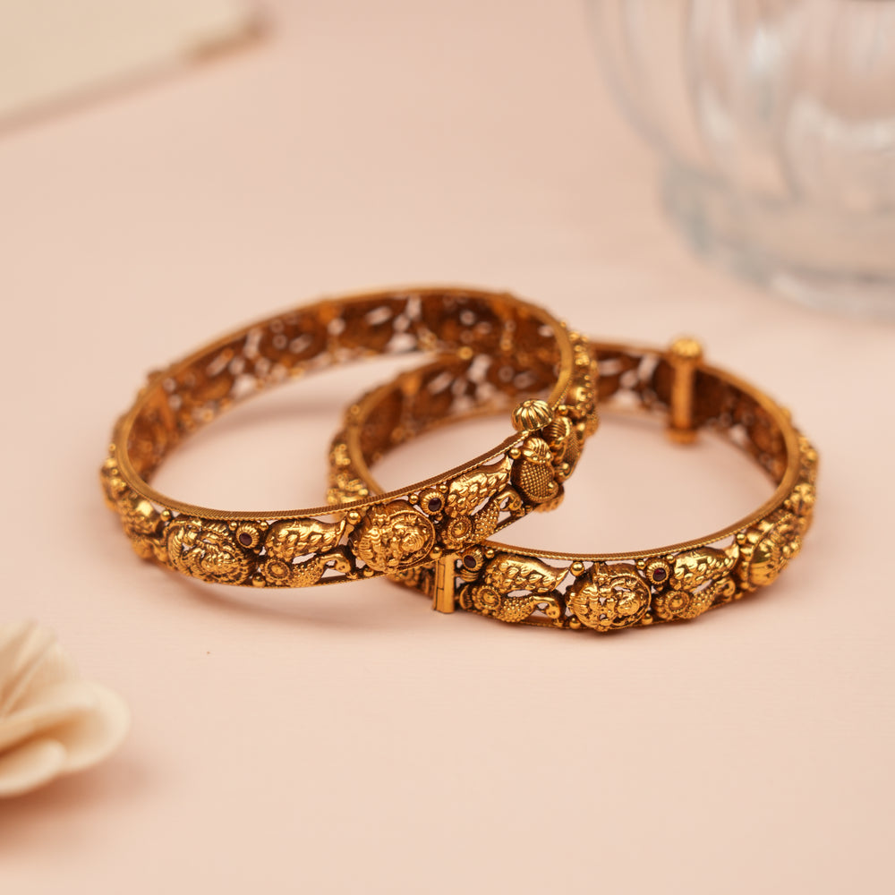 Traditional Temple Design Gold Bangles