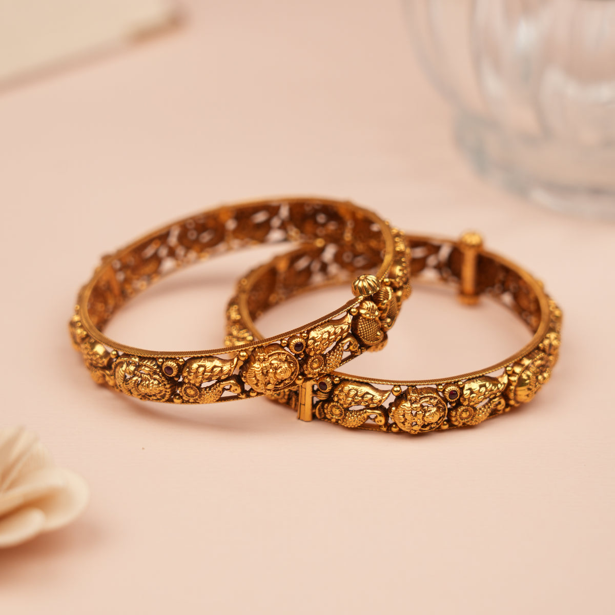 Traditional Temple Design Gold Bangles