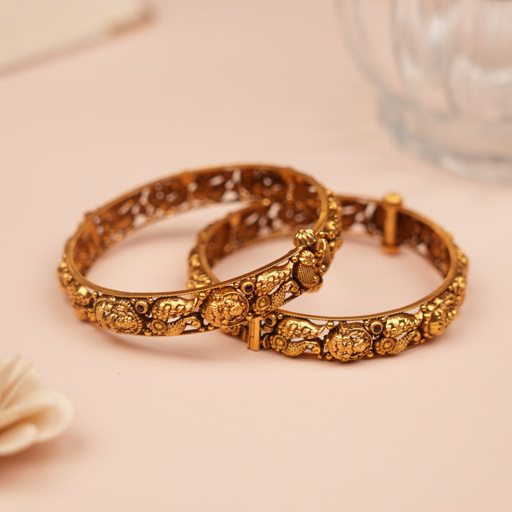 Traditional Temple Design Gold Bangles