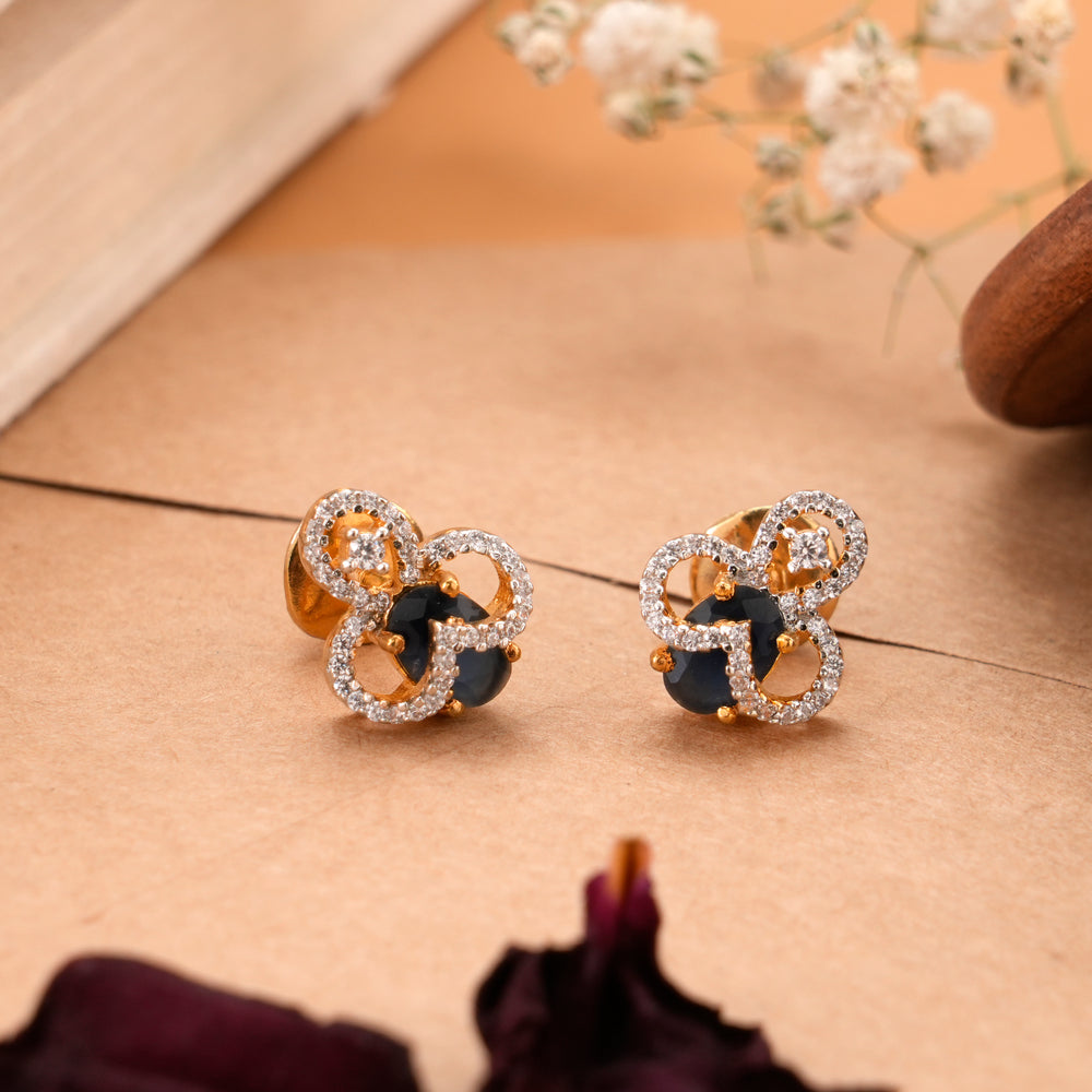 Oval Sapphire Floral Swarovski Stud