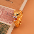 Majestic Royal Tiger Face Statement Gold Ring
