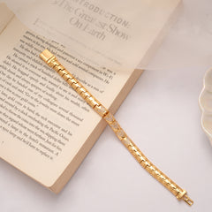 Intricate V Shape Link Design Golden Bracelet