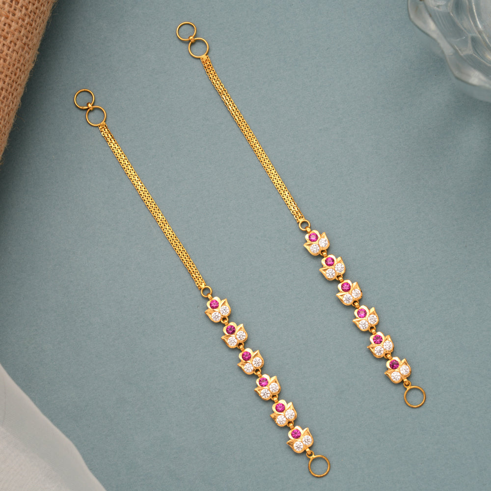Ruby White Floral Gold Ear Mattal