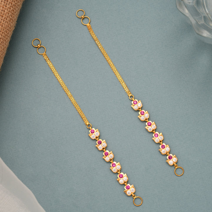 Ruby White Floral Gold Ear Mattal