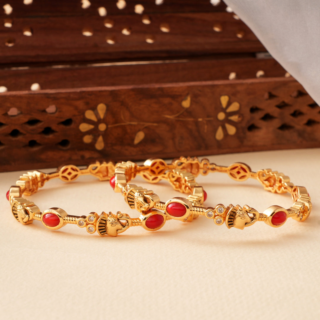 Antique Unique Elephant Pattern Coral Bangle
