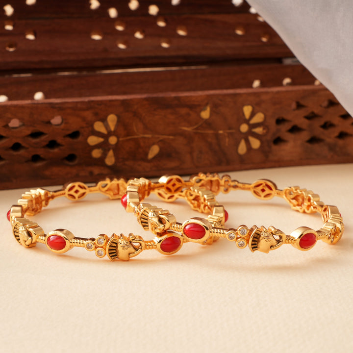 Antique Unique Elephant Pattern Coral Bangle