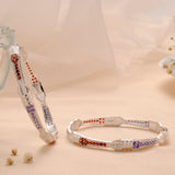 Red and Violet Stone Silver Bangle