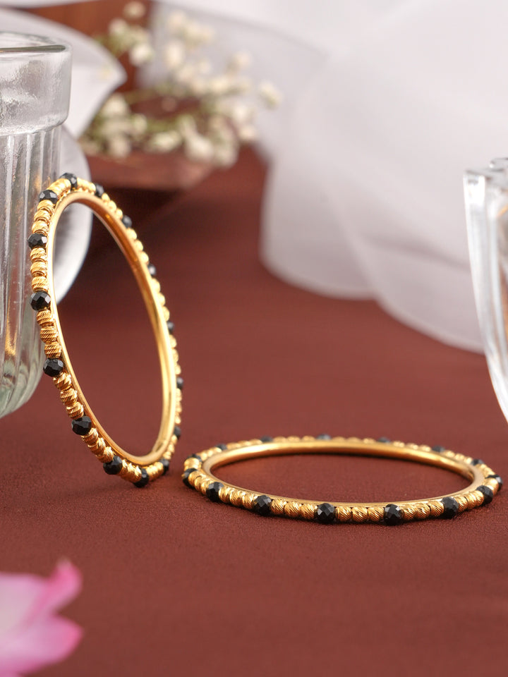 Traditional Black Beads and Gold Baby Bangle