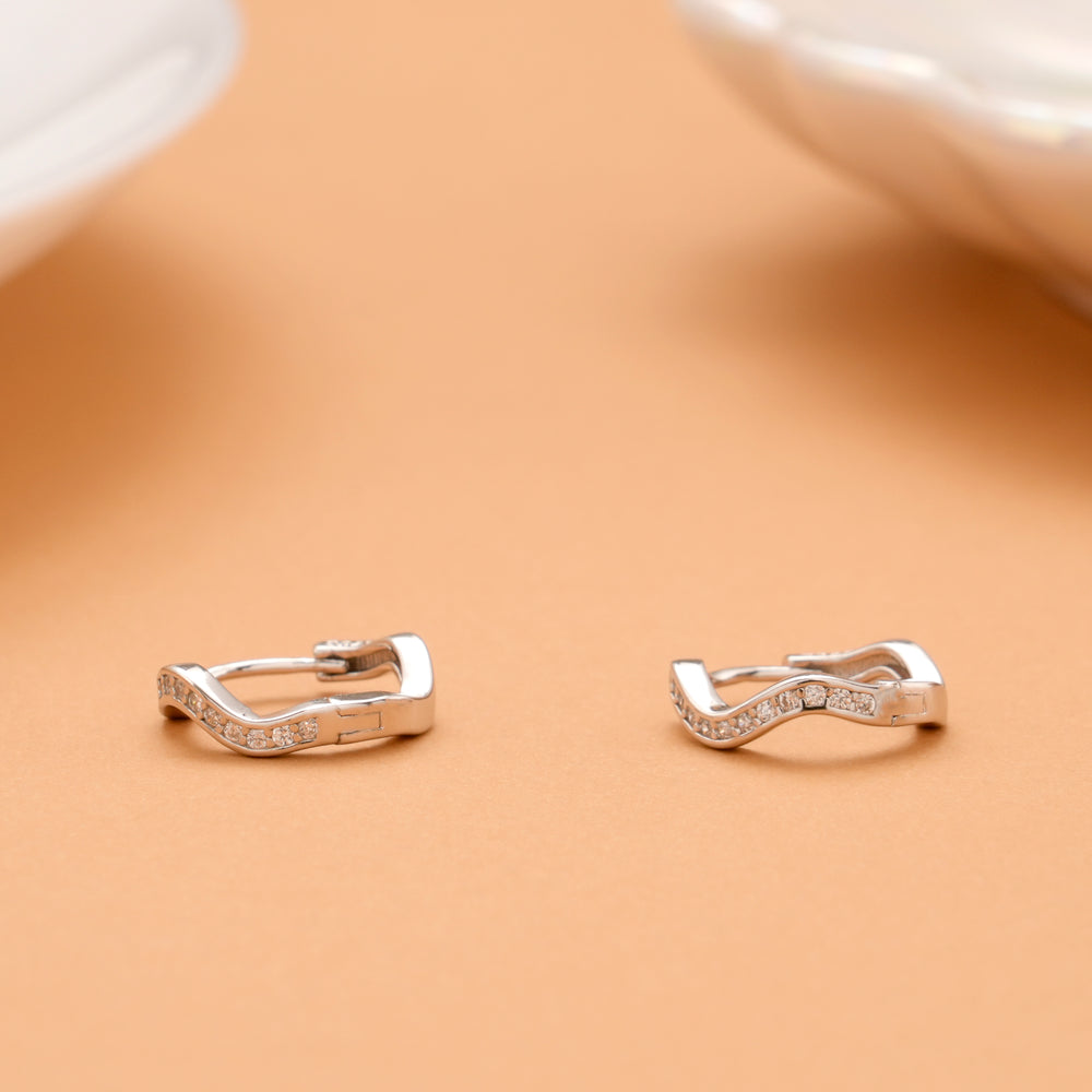 Wave Shine Silver Hoops Stud