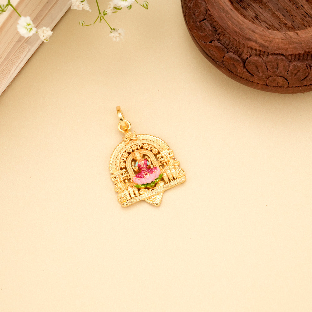 Temple Lakshmi Gold Plated Pendant