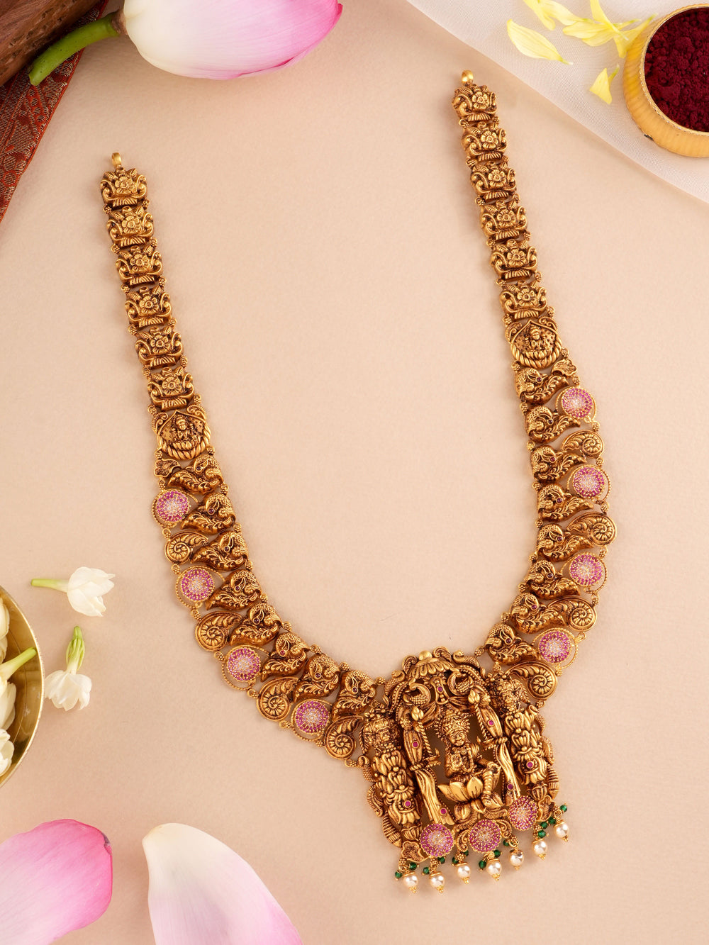 Antique Temple Work Lakshmi Devi Gold Haram