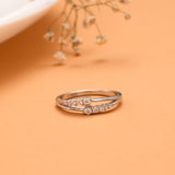 Silver Curved Zircon Band Ring