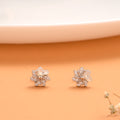 Cute Flower Stone with Heart Silver Stud