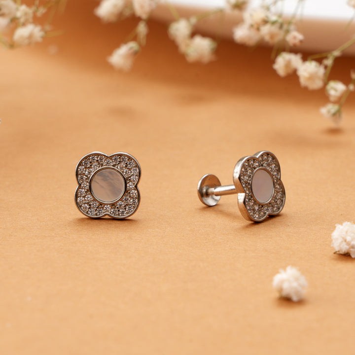 Floral Design Mother of Pearl Studs