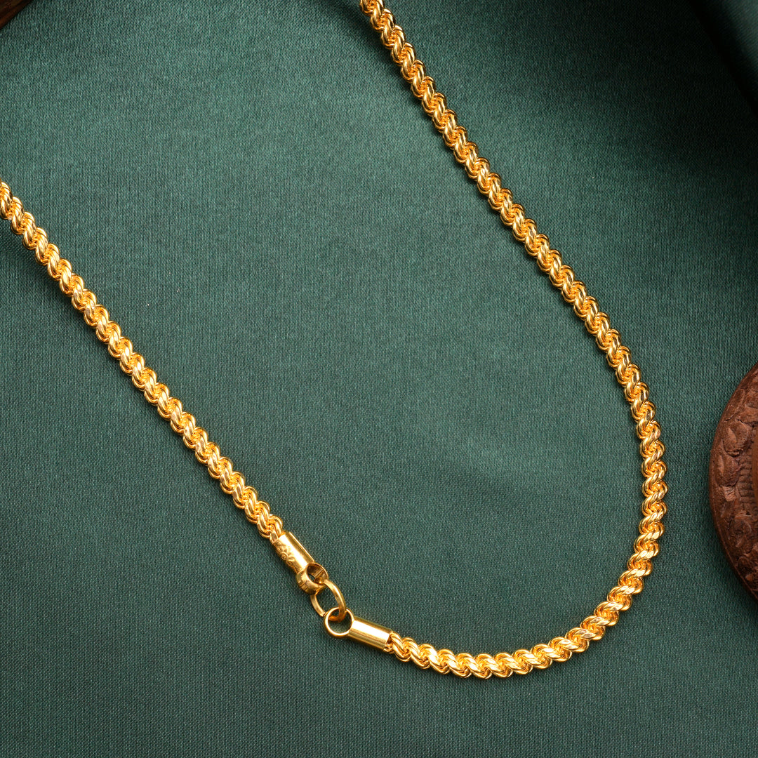 Gold Beaded with Rope Mugappu Chain