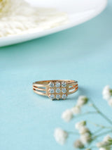 Grid design diamond Rose Gold ring