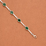 Pretty Green Tear Drop Stone Silver Women’s Bracelet