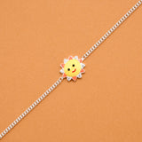 Smiling Yellow Sun Silver Baby Bracelet