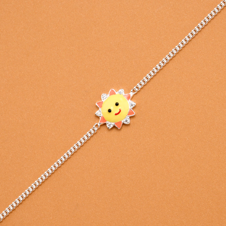 Smiling Yellow Sun Silver Baby Bracelet