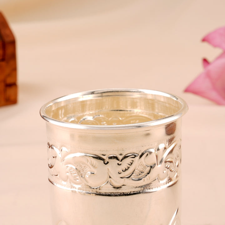 Elegant Blossom Design Silver Glass