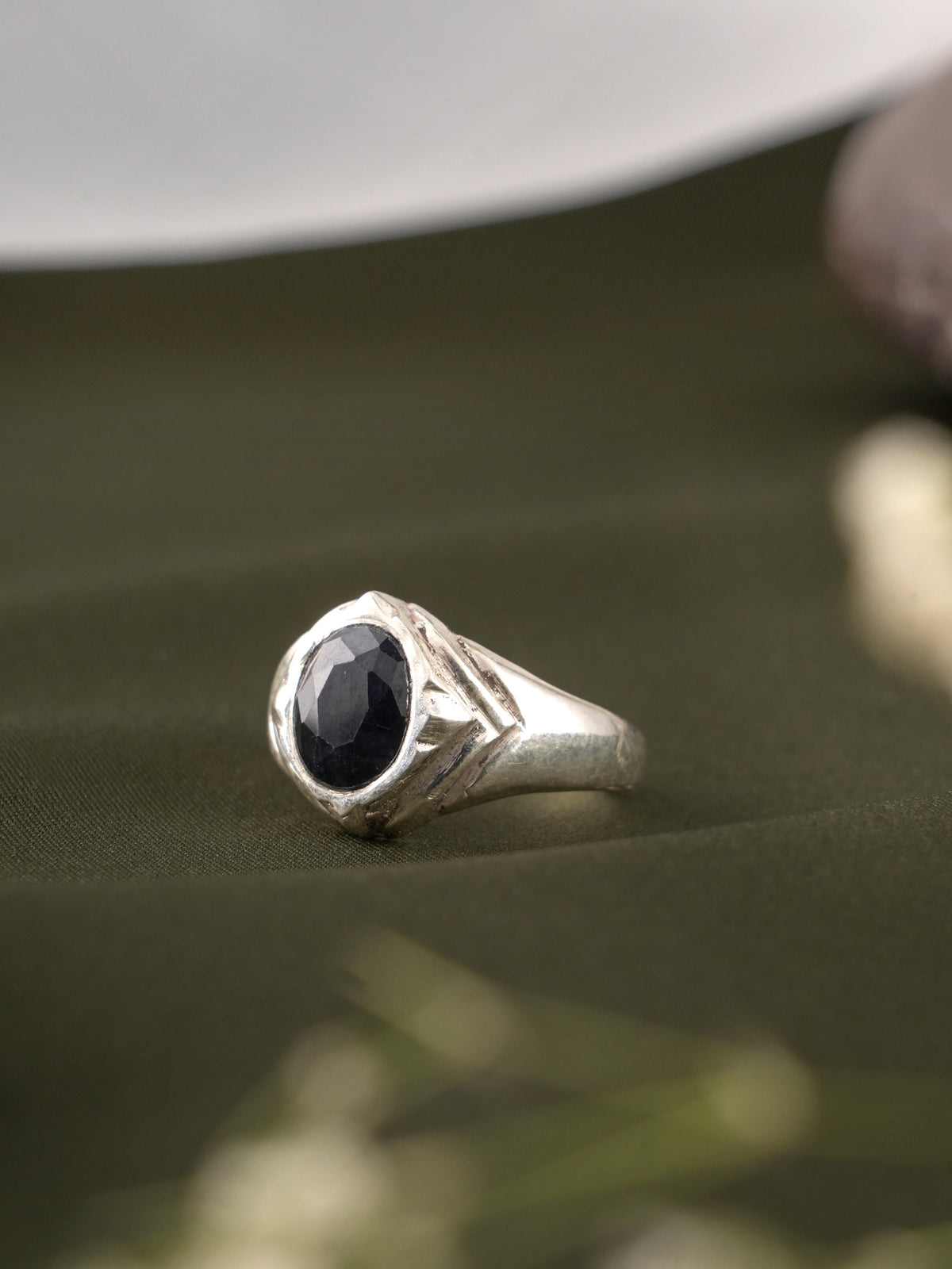 Aquarius Zodiac Blue Gemstone Silver Ring