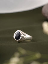 Aquarius Zodiac Blue Gemstone Silver Ring