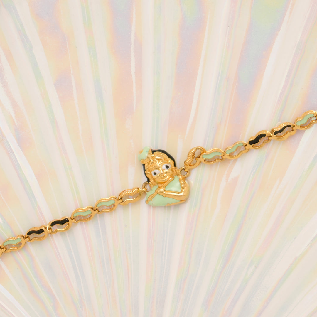 Tiny Lord Krishna Gold Bracelet for Women