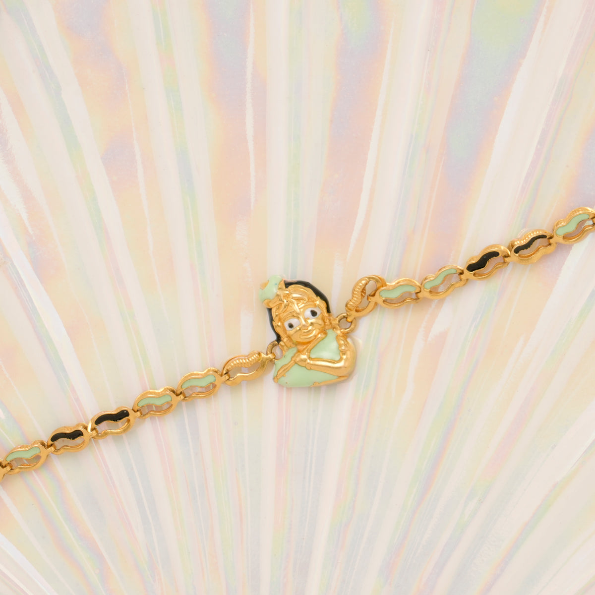 Tiny Lord Krishna Gold Bracelet for Women
