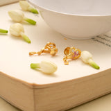 Minimal Heart Enamel Golden Drops Earring