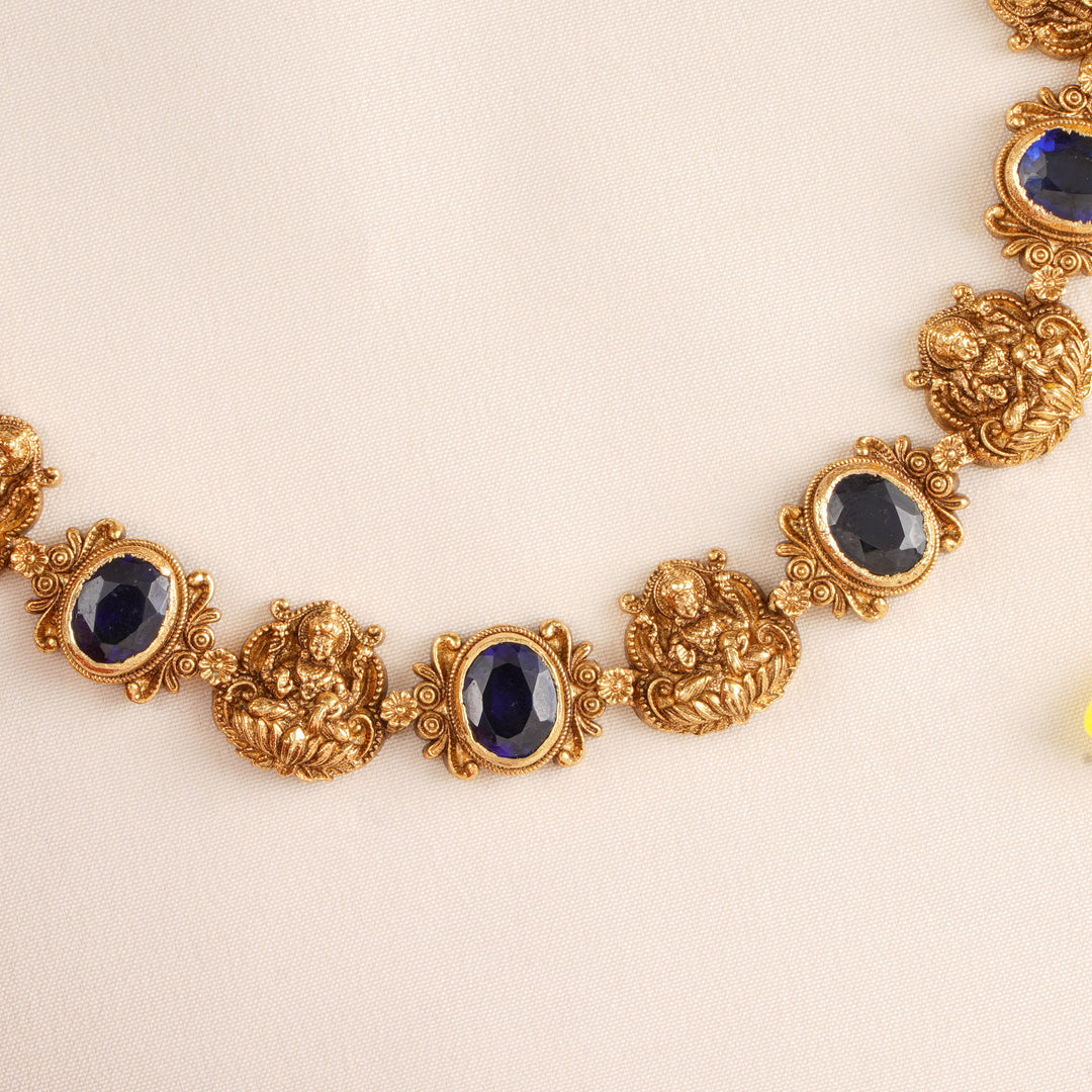 Blue Stone Lakshmi Kerala Style Necklace