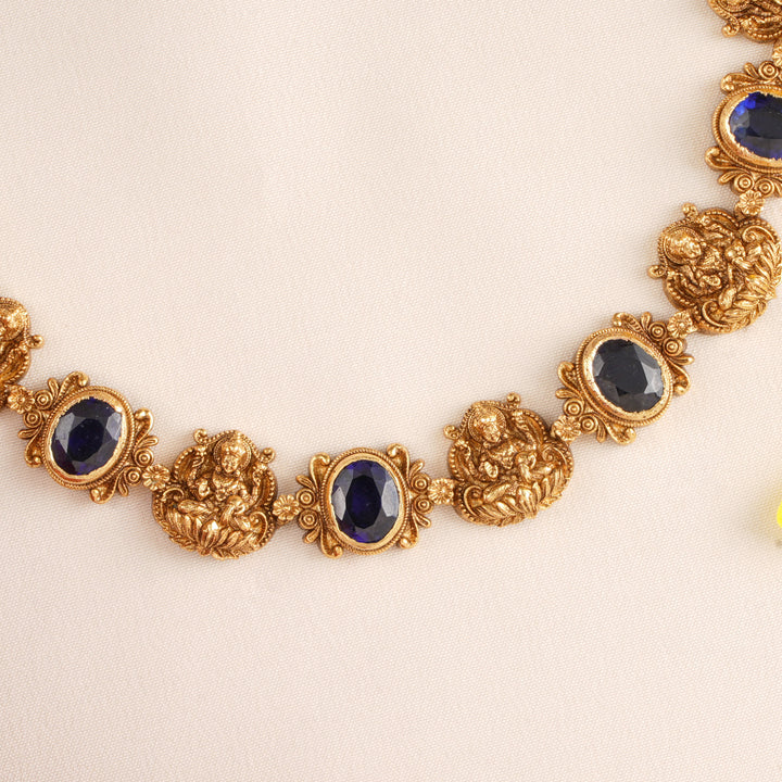 Blue Stone Lakshmi Kerala Style Necklace