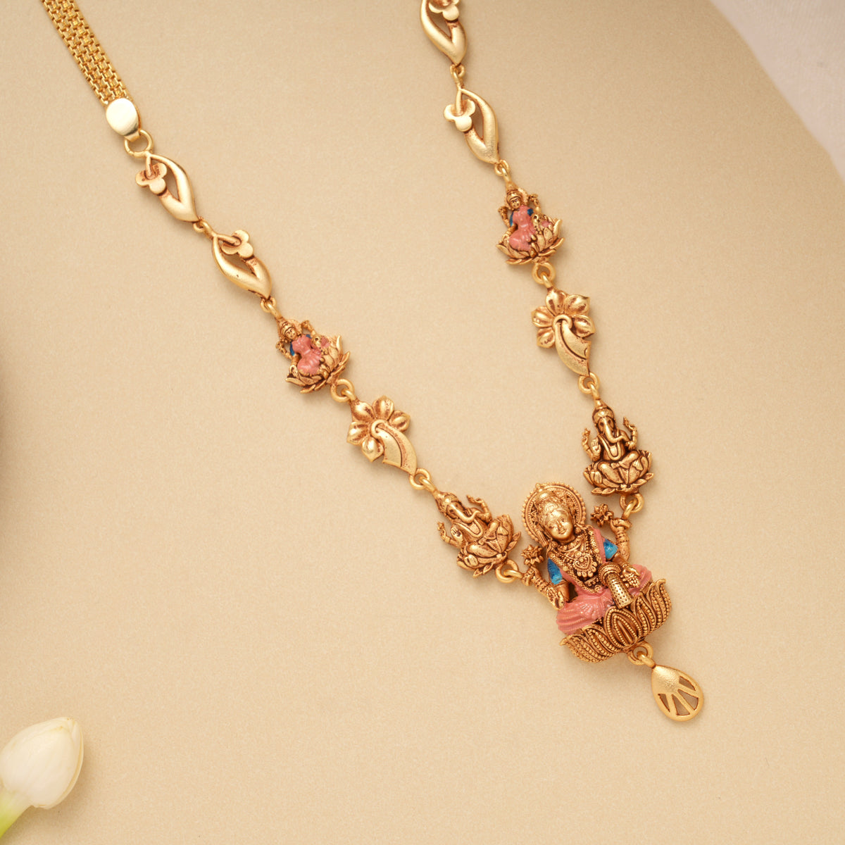 Devotional Dhana Lakshmi Vinayagar Golden Necklace