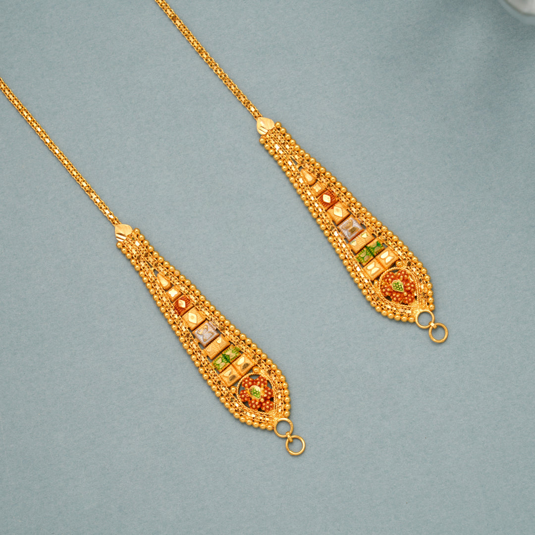 Gold Enamel Finish Ear Chain Mattal