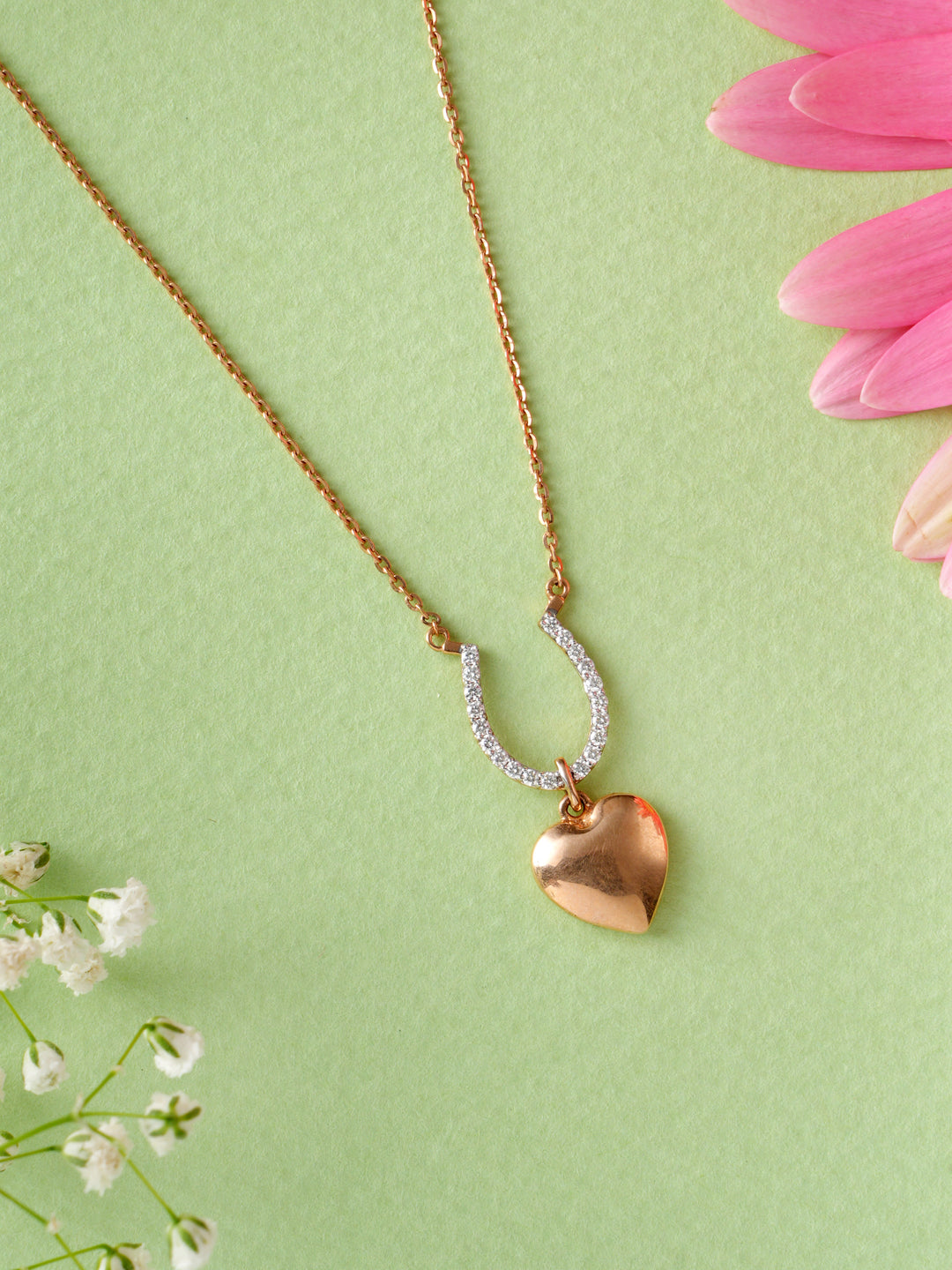 Diamond Horseshoe with Heart  Chain
