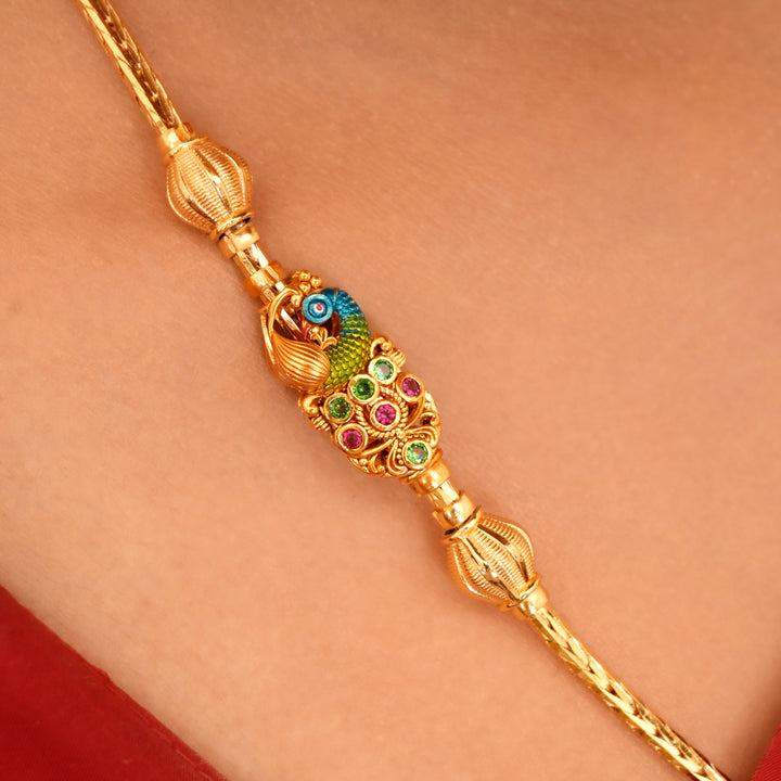 Peacock Radiance Mugappu Chain