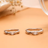 Modern Love Engraved Silver Couple Ring