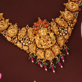 Goddess Lakshmi Ruby Bead Drops Necklace