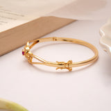 Modern Oval Ruby Floral Golden Kada