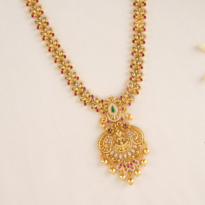 Lakshmi with Flower Golden Balls Necklace