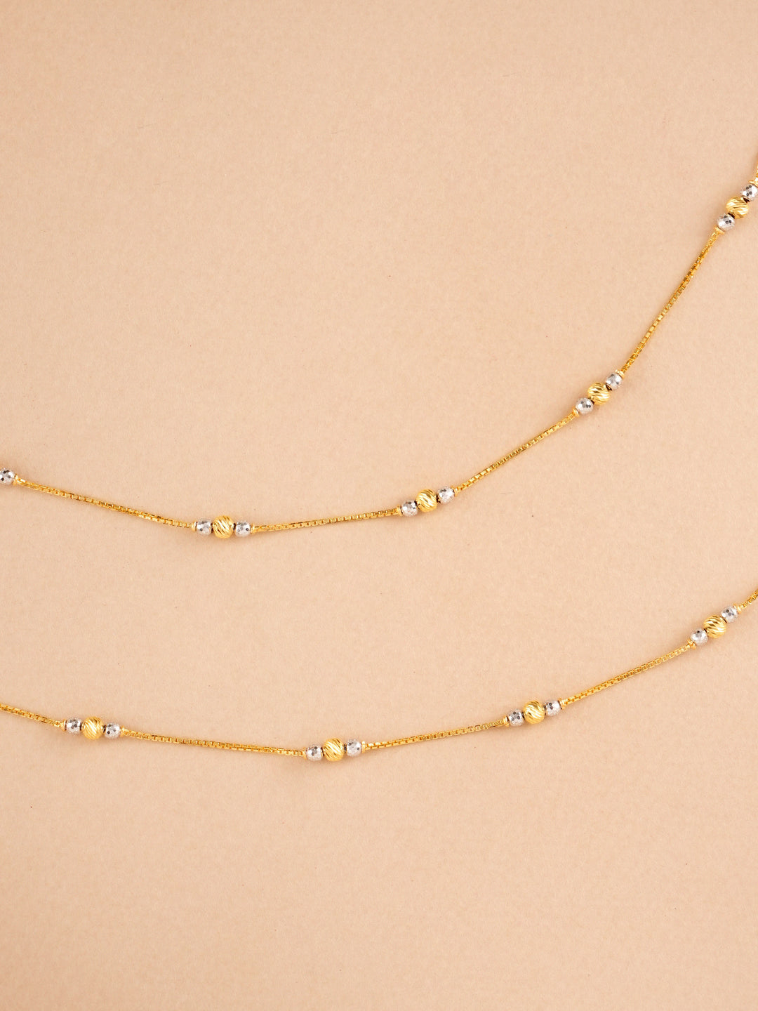 Dual Toned Gold Bead Anklet