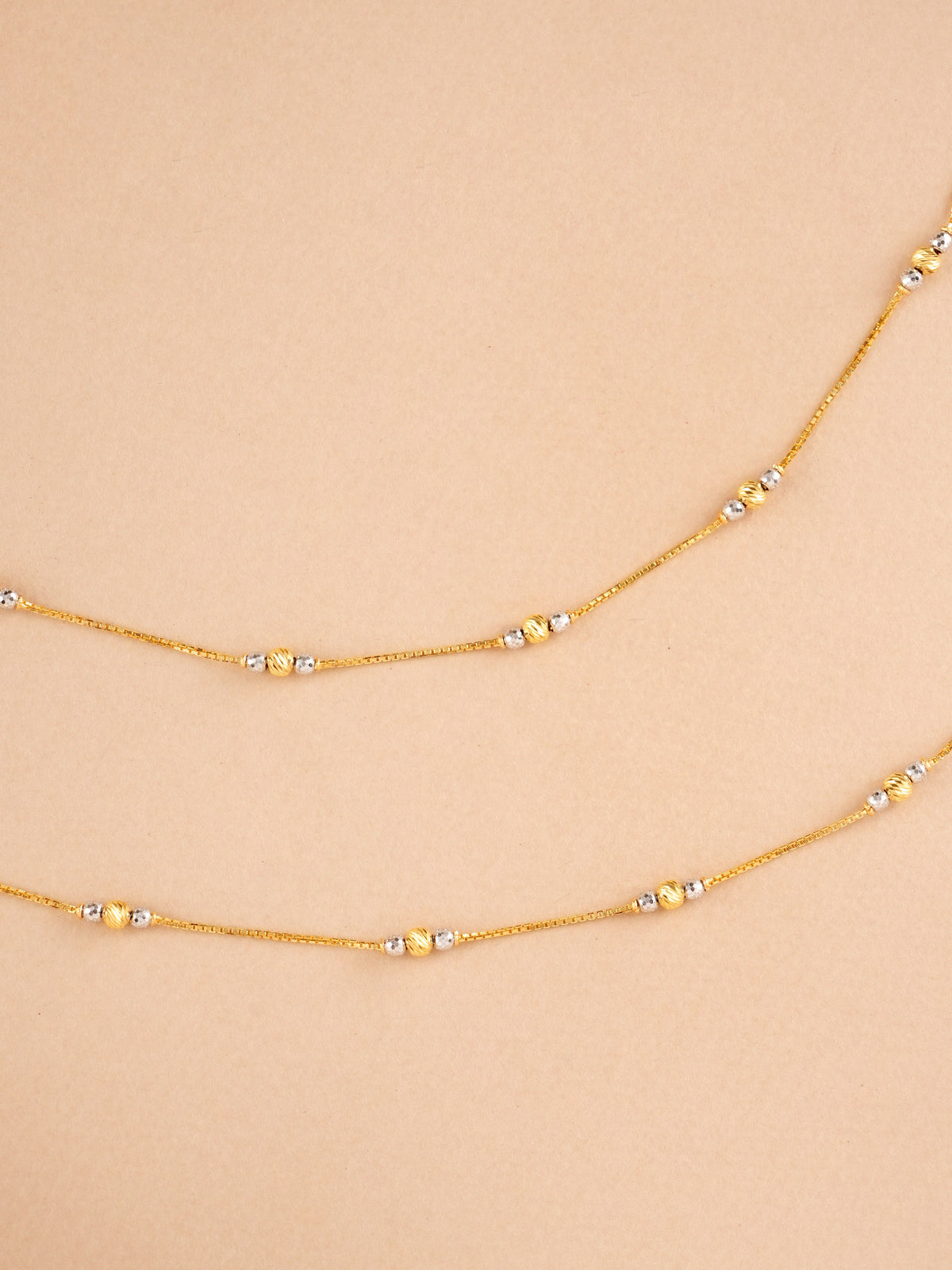 Dual Toned Gold Bead Anklet