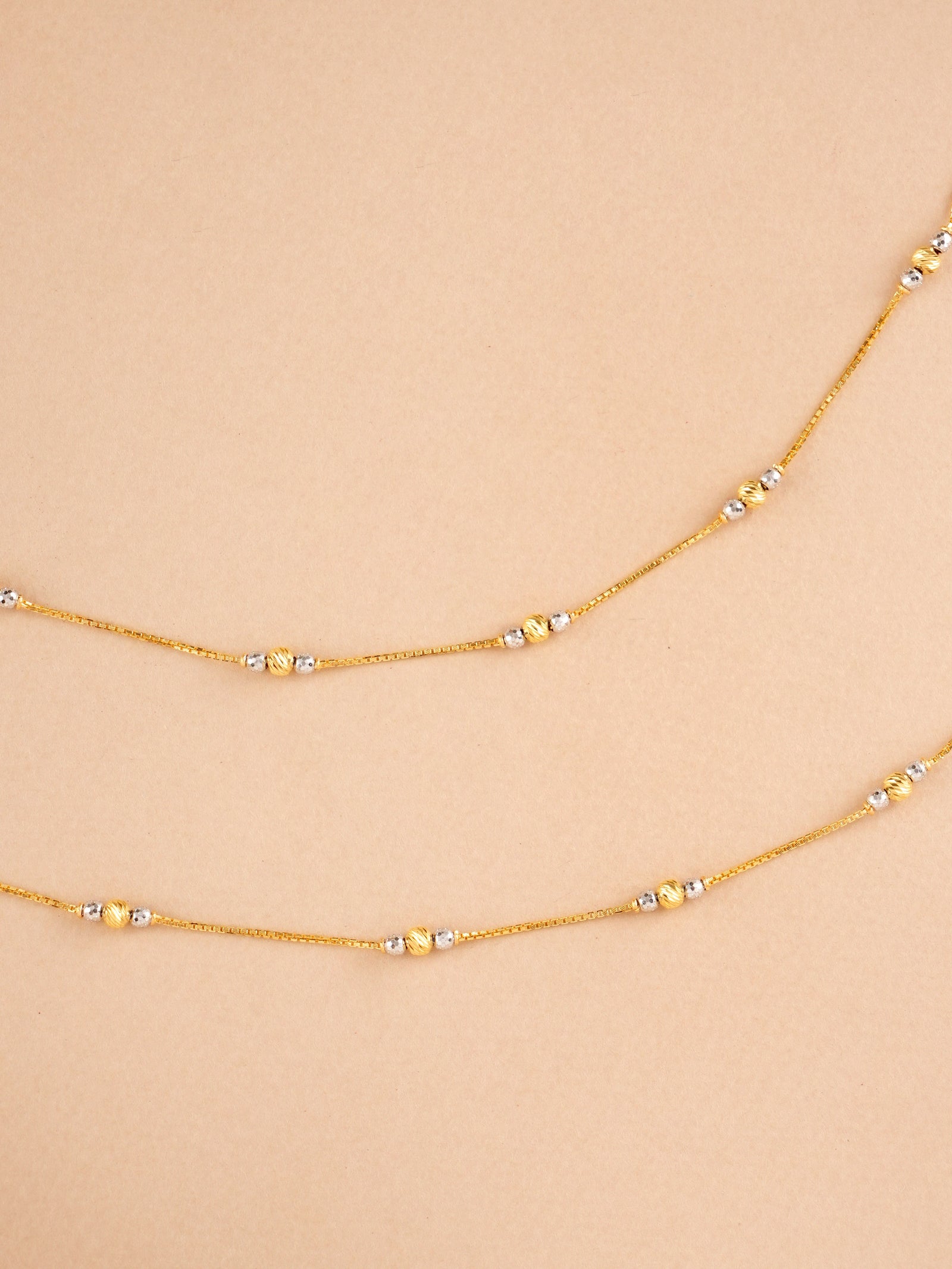 Dual Toned Gold Bead Anklet