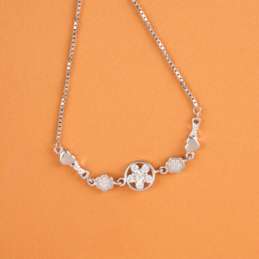 Blossom with Heart Designer Silver Bracelet