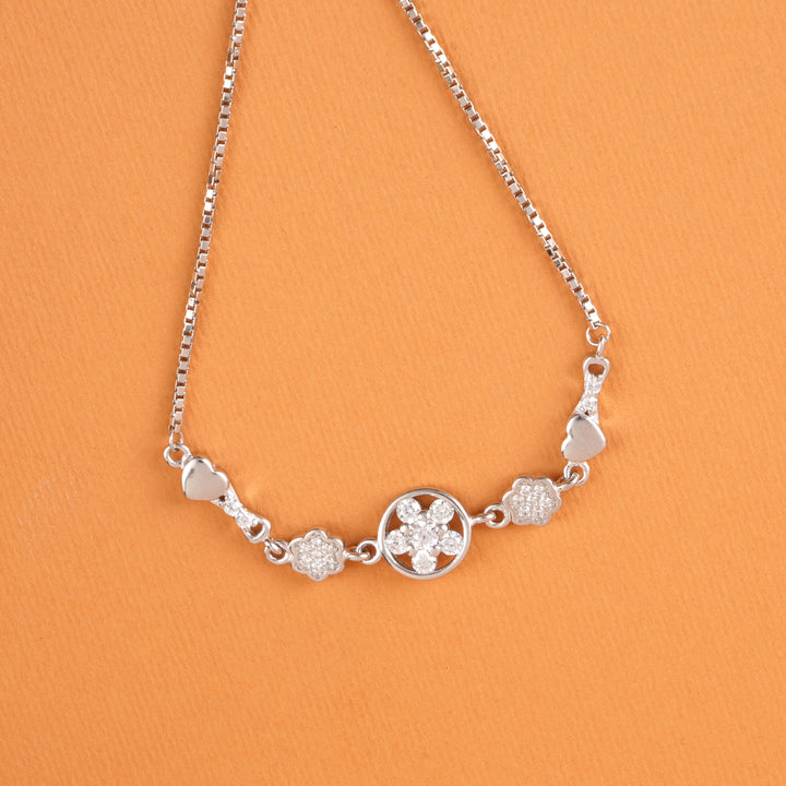 Blossom with Heart Designer Silver Bracelet