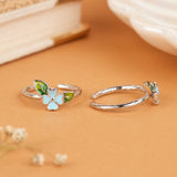 Majestic Blue Floral Silver Fancy Toe Ring