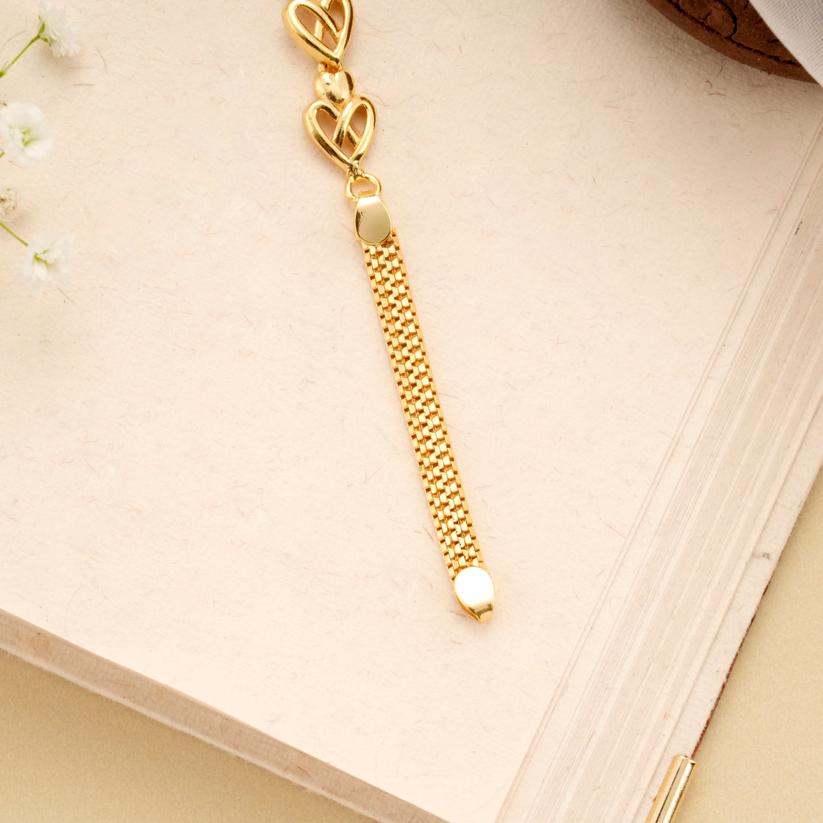 Hollow Heart Link Gold Plated Bracelet
