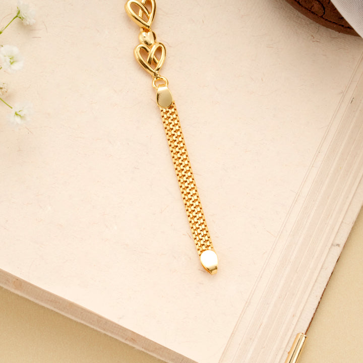 Hollow Heart Link Gold Plated Bracelet