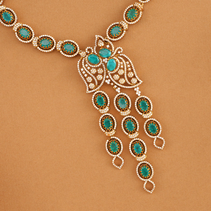 Emerald with Leaf Design Swarovski Necklace